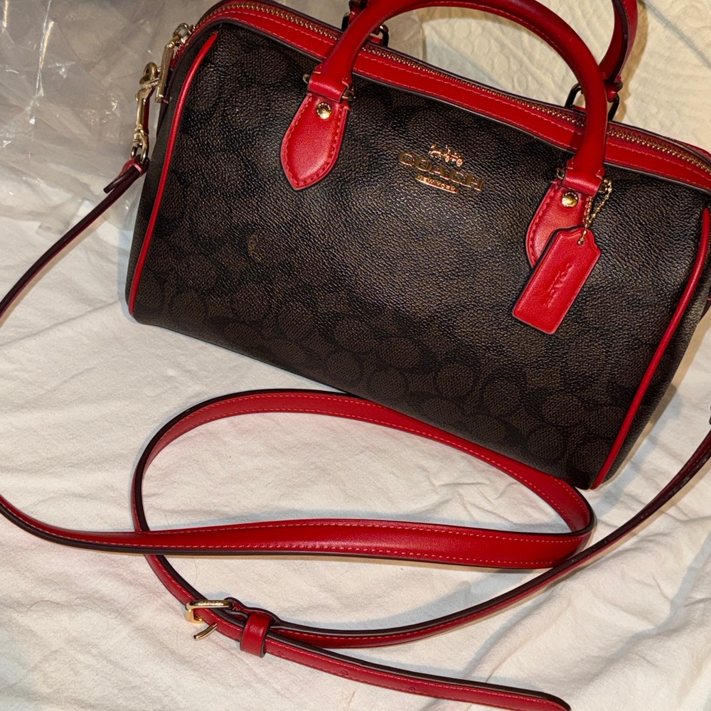 Coach Red and Brown Satchel Bag